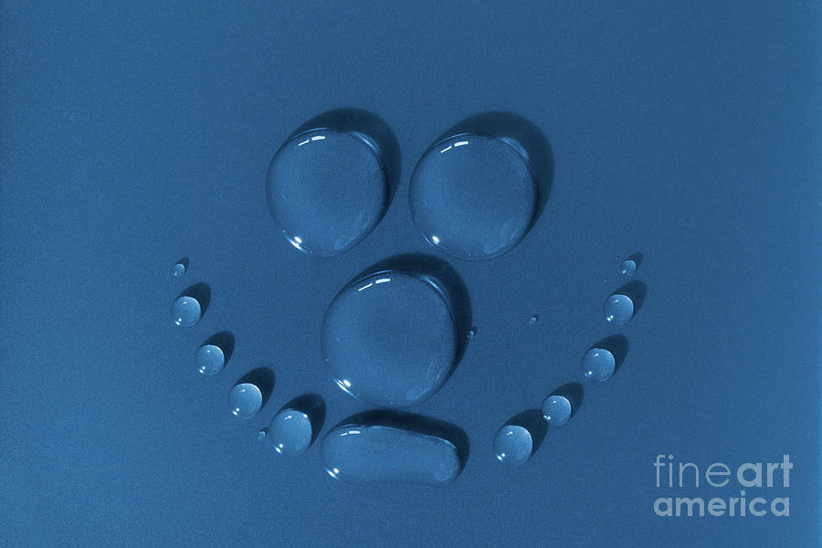 Smily face made of water drops Photograph by Simon Bratt