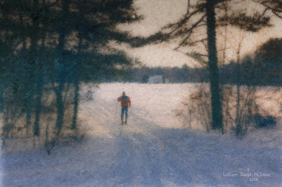 Smith Farm Skier Painting by Bill McEntee