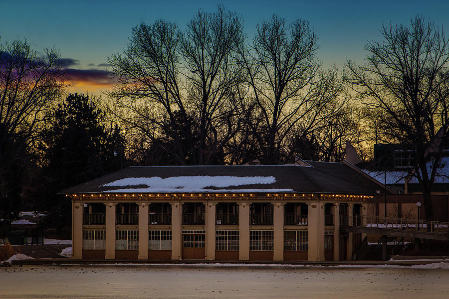 Smith Lake Boathouse Winter Photograph by Bill Wiebesiek