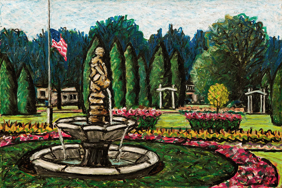 Summer Drawing - Smith Park Fountain Plein Aire by Bruce Bodden