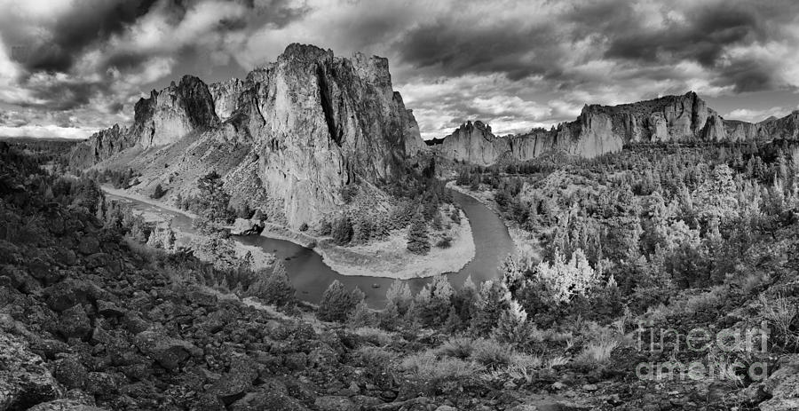 Smith Rock Black And White Panorama Photograph by Adam Jewell