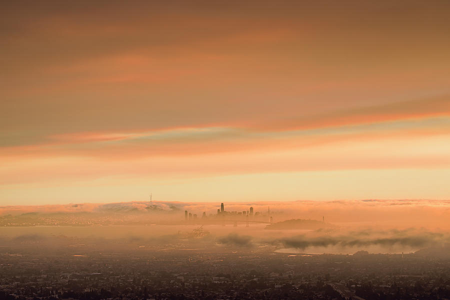 Sunset Smoke and Fog, San Francisco Photograph by Vincent James
