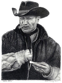 Cowboy Drawing - Smoke Break by Daniel Lindvig