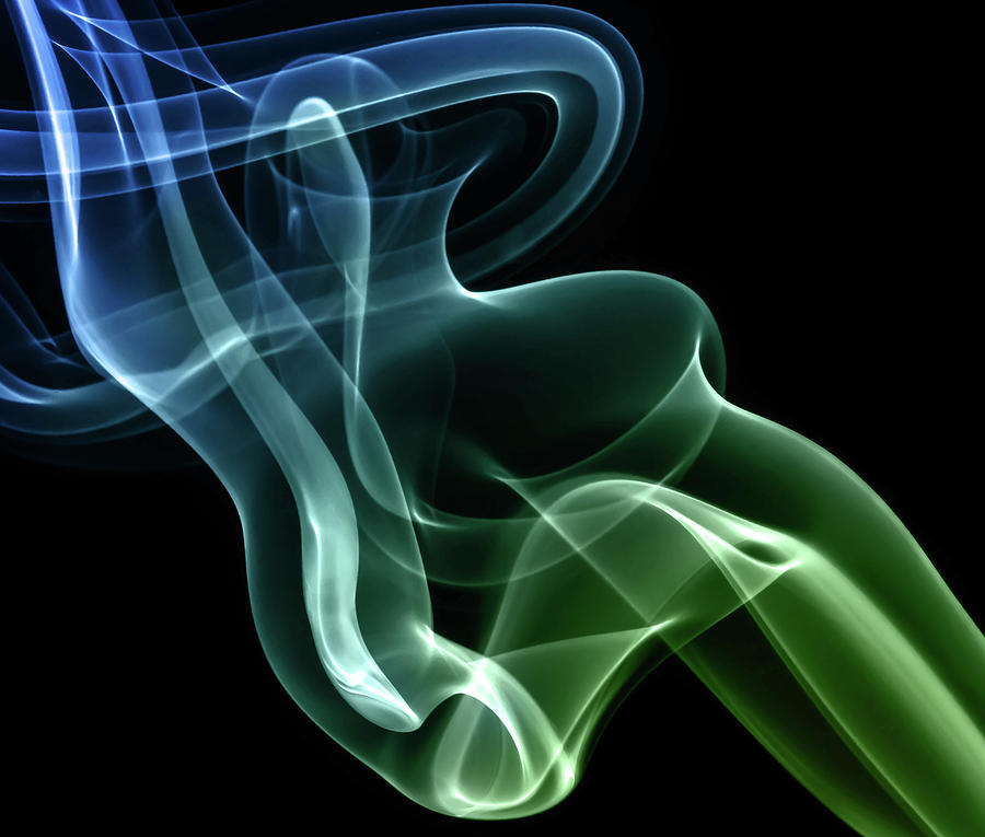 Smoke compositions in blue and green Photograph by Jaroslaw Blaminsky