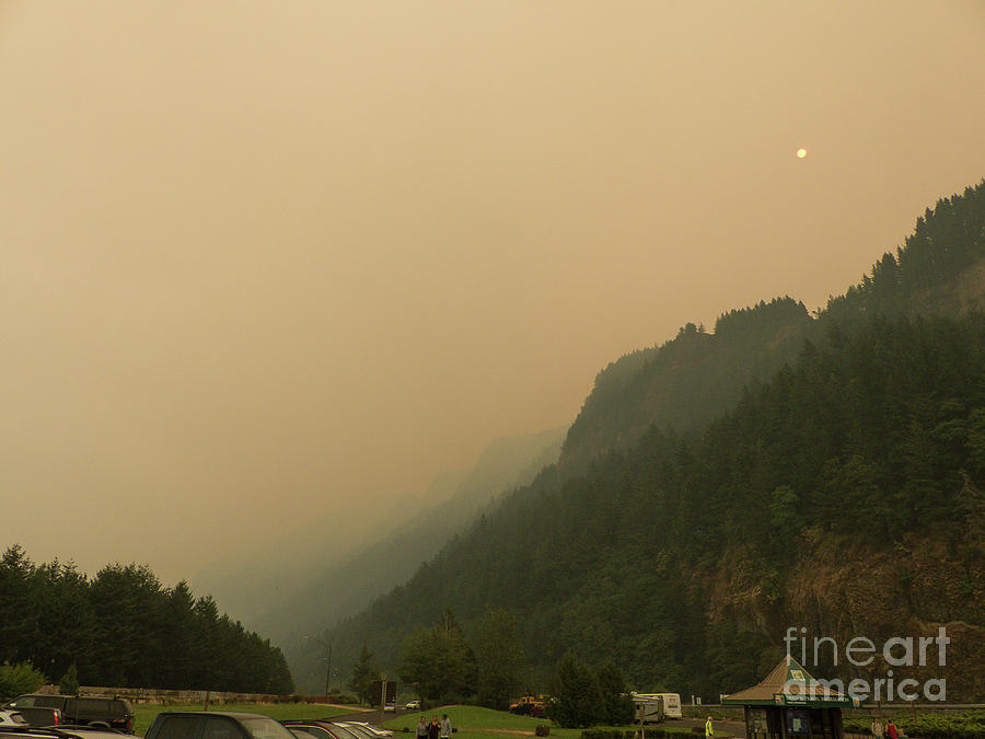 Smoke pollution in the Columbia Gorge Photograph by Rod Jones