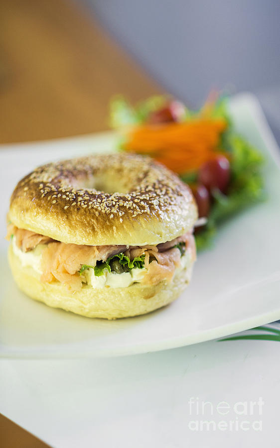 Smoked Salmon And Cream Cheese Bagel Photograph by JM Travel Photography
