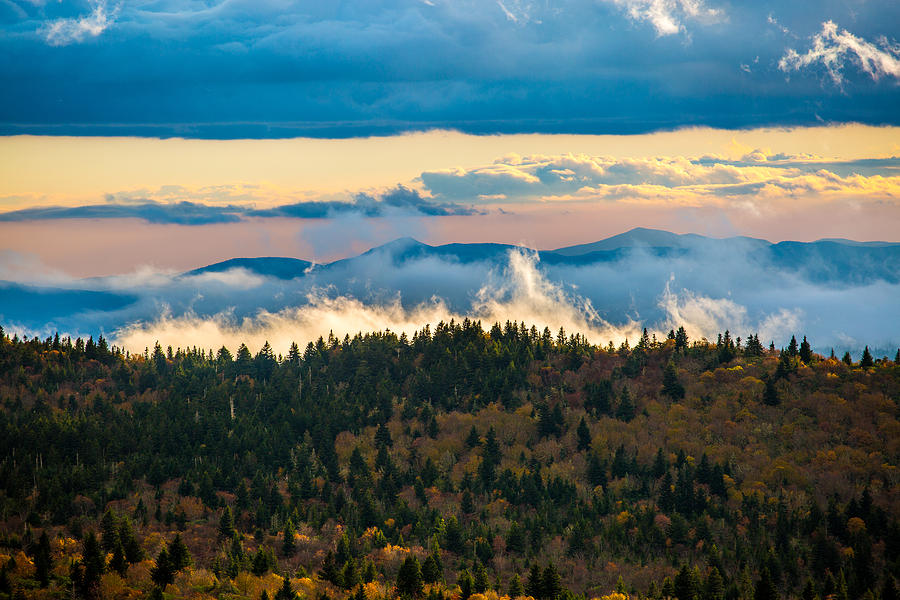 Smokey Clouds on the Blue Ridge Mountains Photograph by Donnie Whitaker