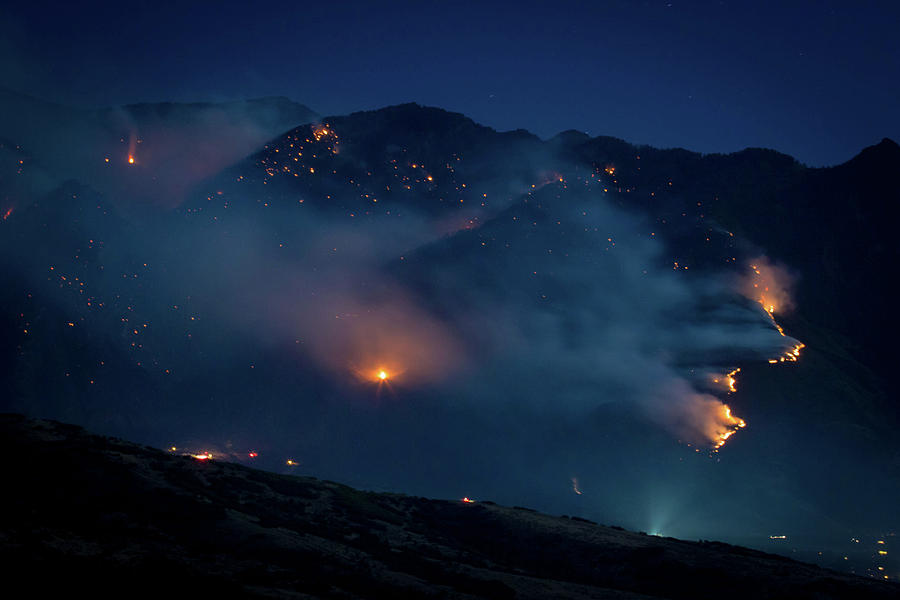 Mountain Photograph - Smokey Mountain Fire at Night by Dan Pearce Mountain Photograph - Smokey Mountain Fire at Night by Dan Pearce