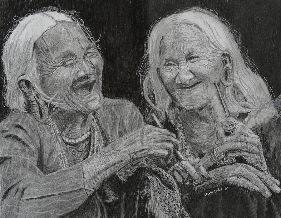 Old Friends, Smokin and Jokin 1 Drawing by Quwatha Valentine