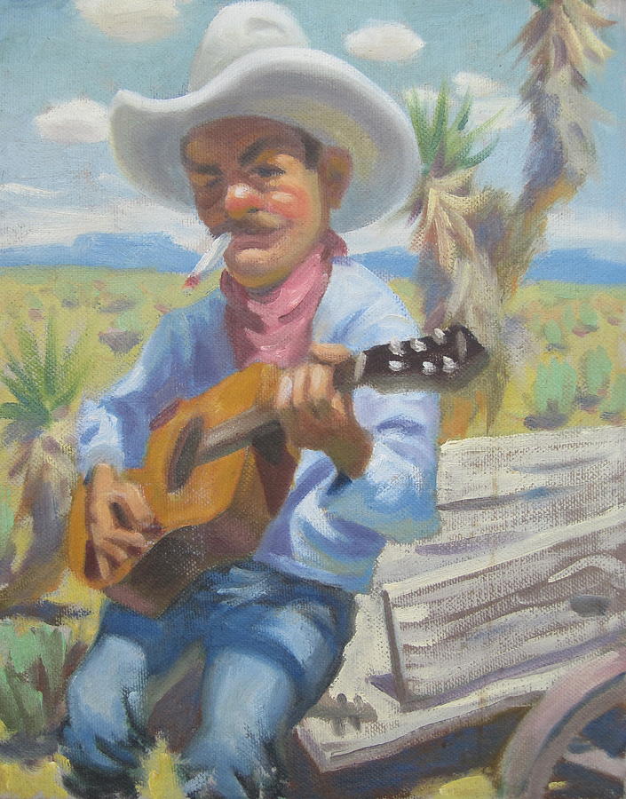 Smokin Guitar Man Painting by Texas Tim Webb