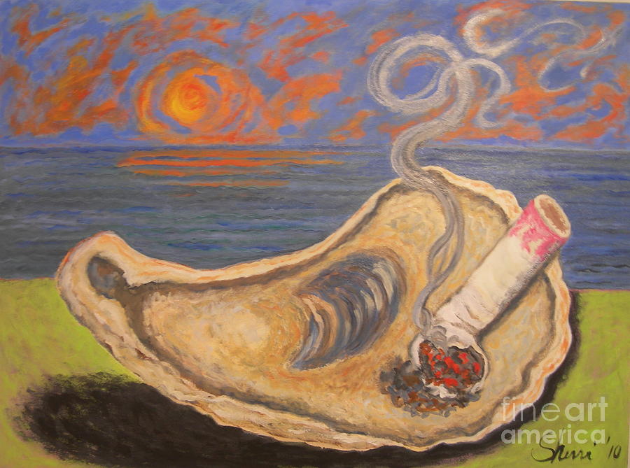 Sunset Painting - Smokin On The Bay by Sherri Bramlett