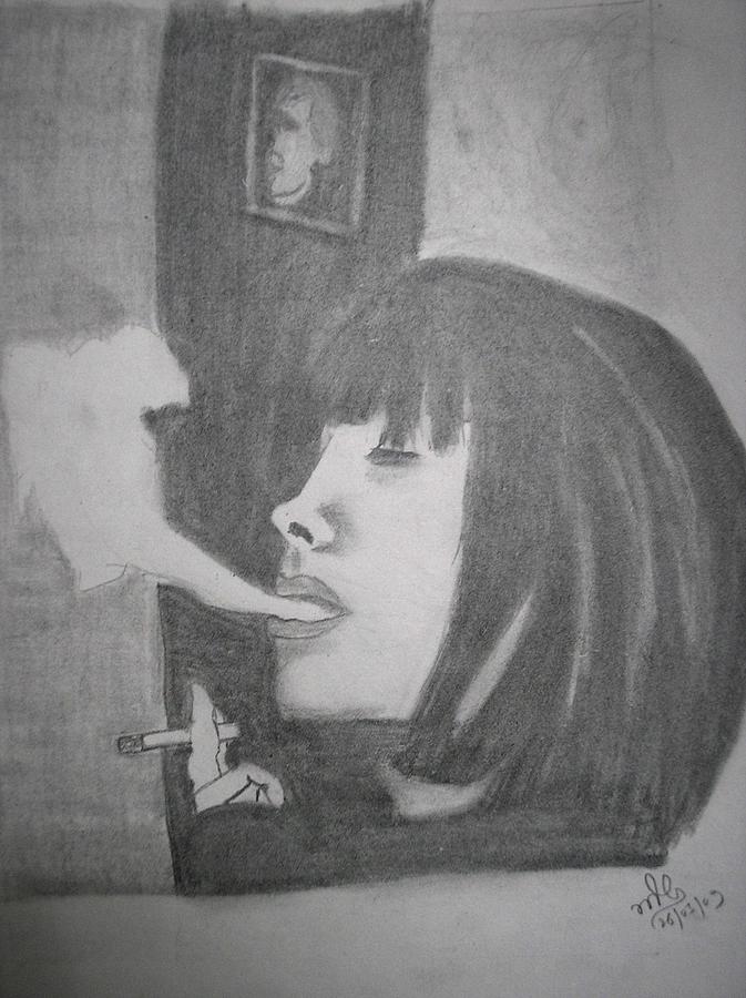 Young woman smoking cigarette line drawing illustration by Khadija Gunjan  on Dribbble