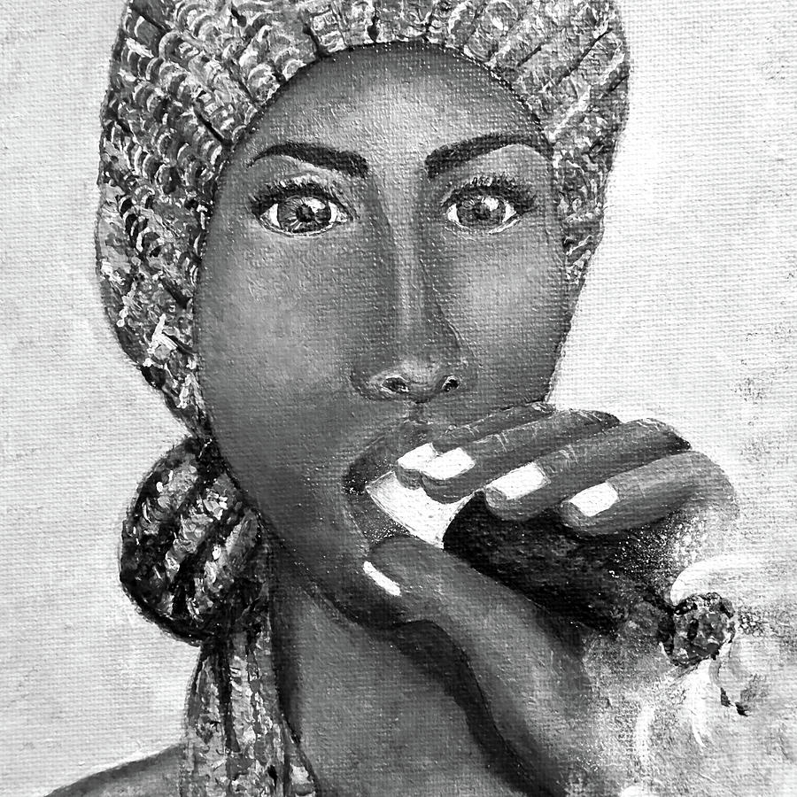 Cigar Painting - Smoking Lady by Jeannie Shaw