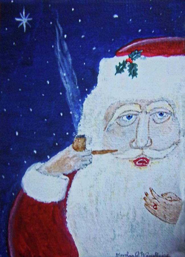 Christmas Painting - Smoking Santa by Gordon Wendling