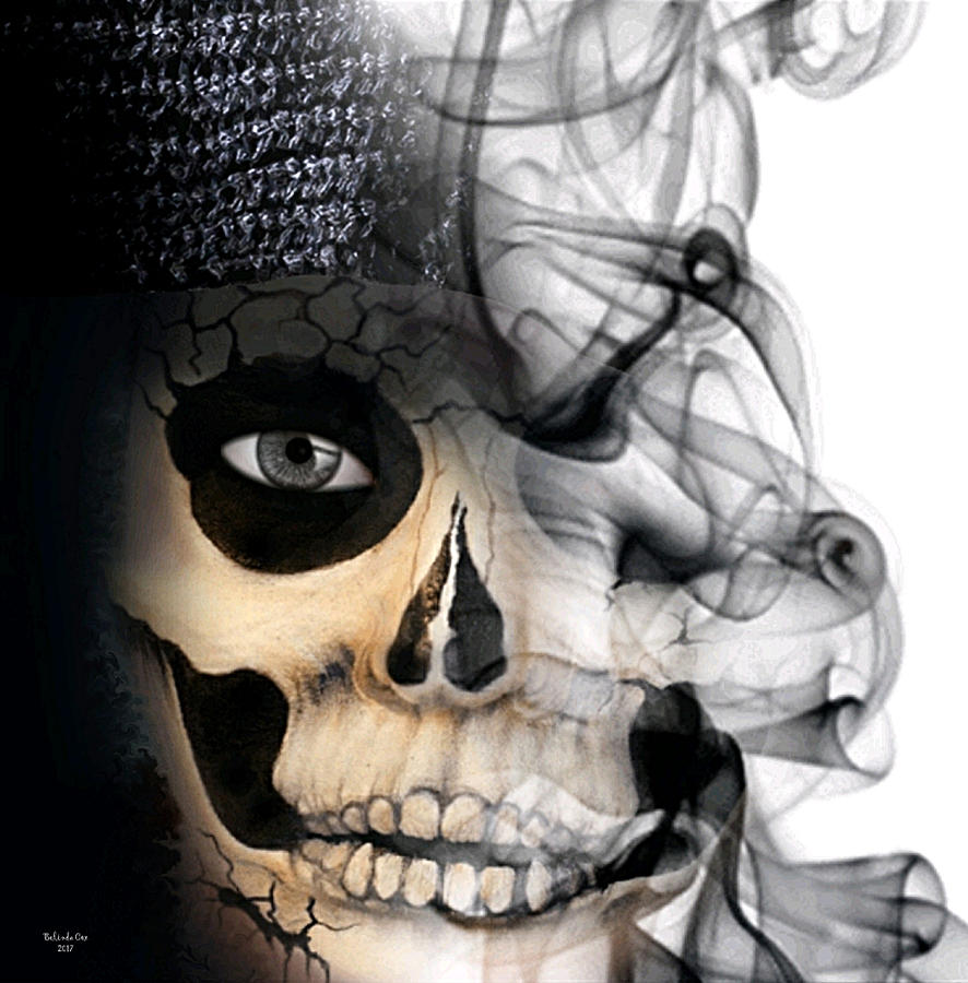 Smoking Skull Digital Art by Artful Oasis