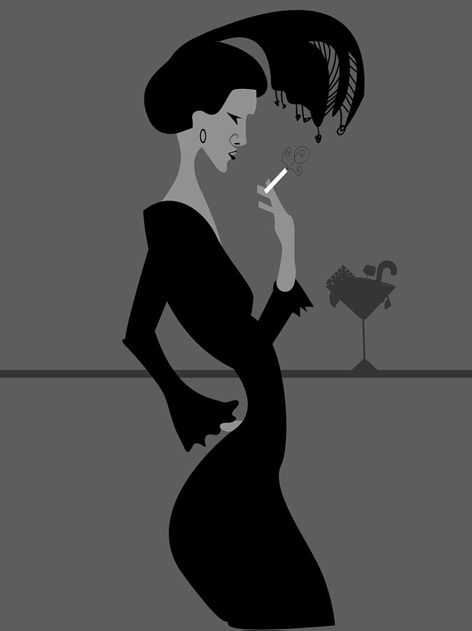 Feather Digital Art - Smoking Woman  by Dragana  Gajic