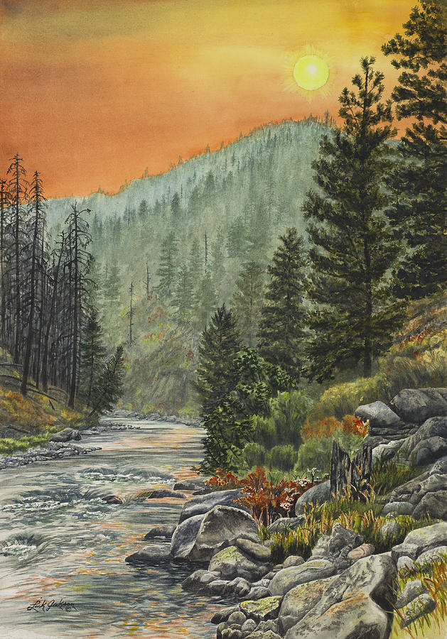 Smoky Middle Fork Sunset Painting by Link Jackson