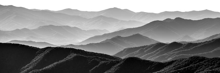 Smoky Mountain Ridges, Black And White Photograph by Philip Steury