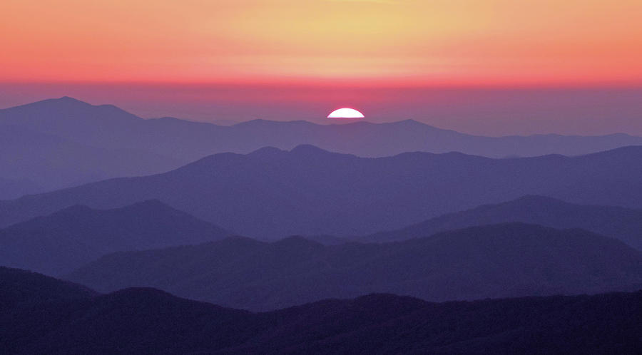 Smoky Mountain Sunset from Clingmans Dome Photograph by William Slider