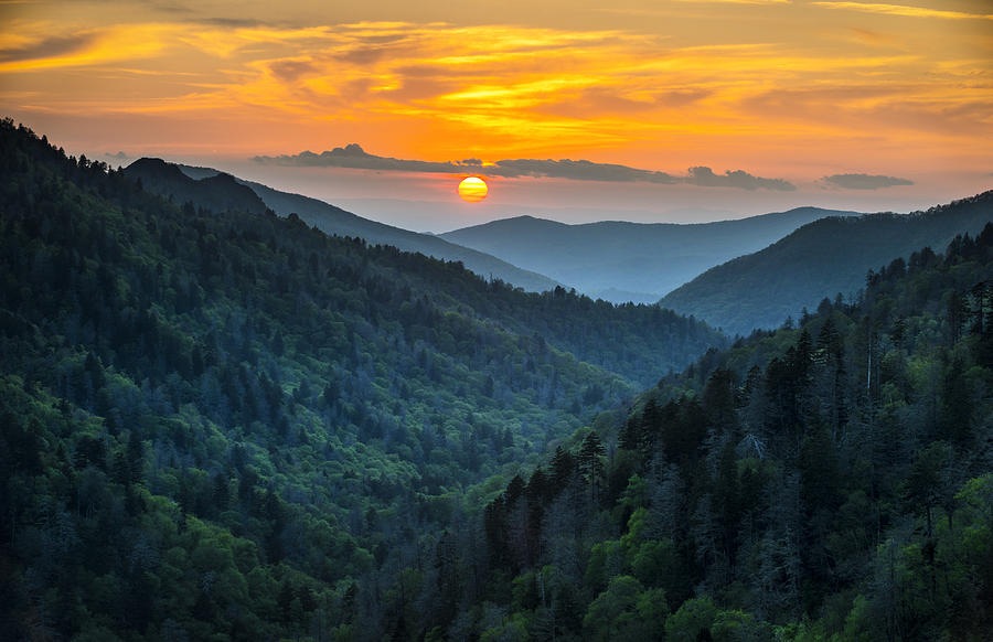 Great Smoky Mountains Photograph - Smoky Mountains Sunset - Great Smoky Mountains Gatlinburg TN by Dave Allen