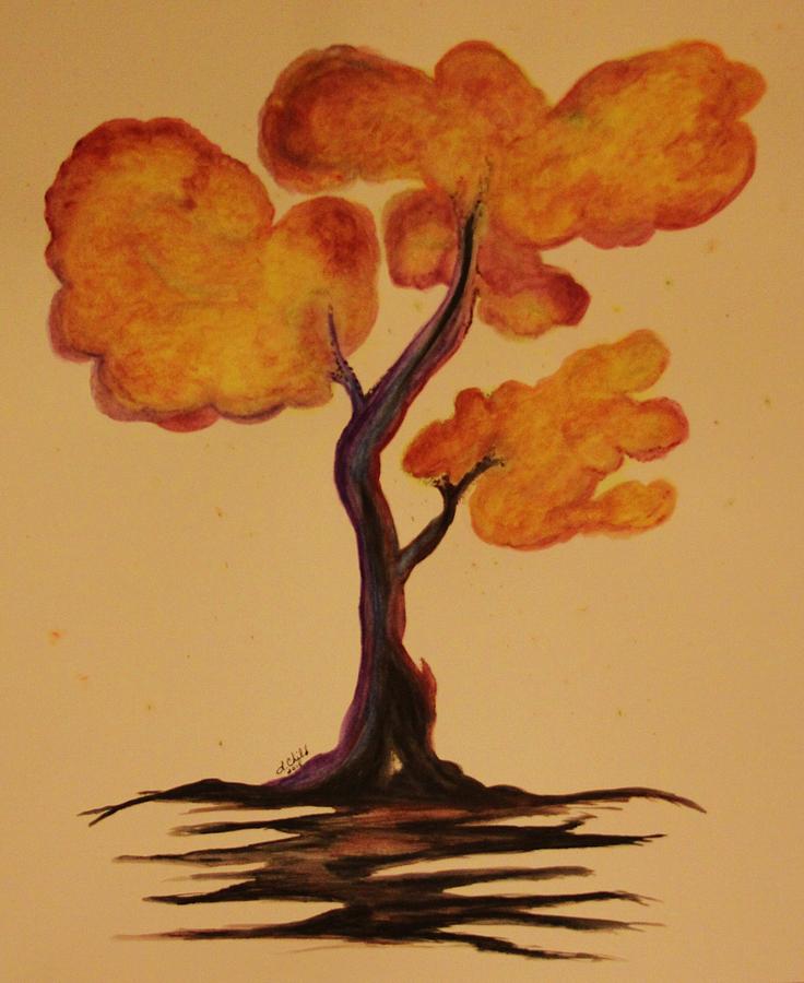 Black Painting - Smoky Tree by Lori Child