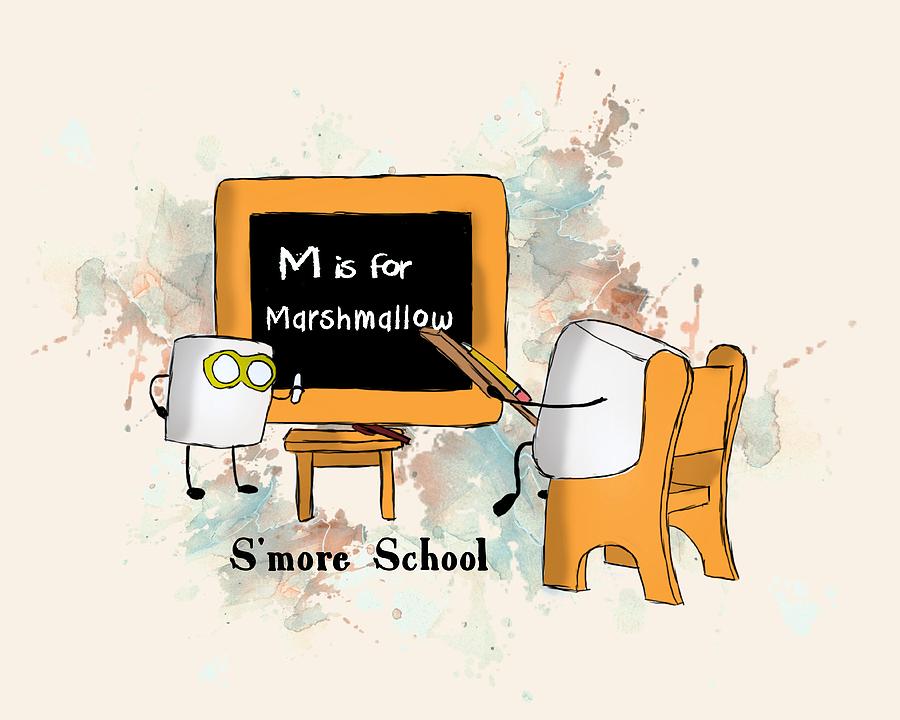 Smore School Illustrated Digital Art by Heather Applegate