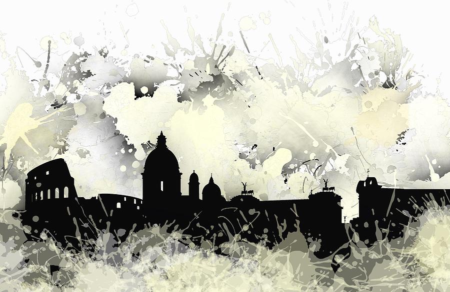 Landscape Digital Art - Smudge Rome skyline by Alberto RuiZ