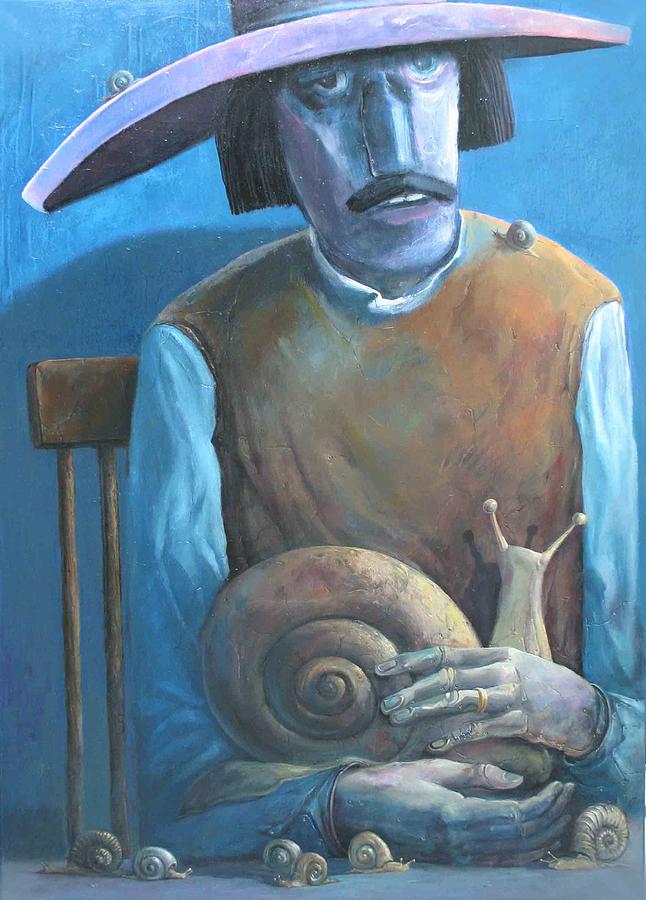 Surrealistic Painting - Snails collector by Valeriu Buev