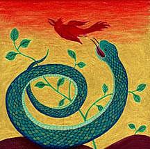 Snake Ceramic Art - Snake And Bird by Lana Cheng Snake Ceramic Art - Snake And Bird by Lana Cheng