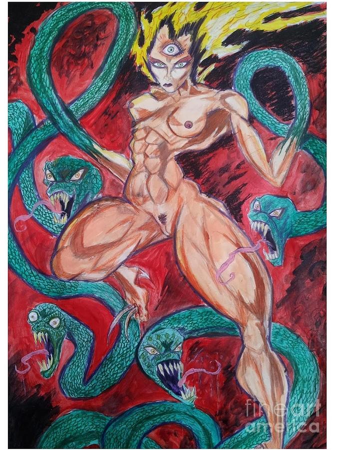 Snake Goddess Rising Painting by Mark Bradley