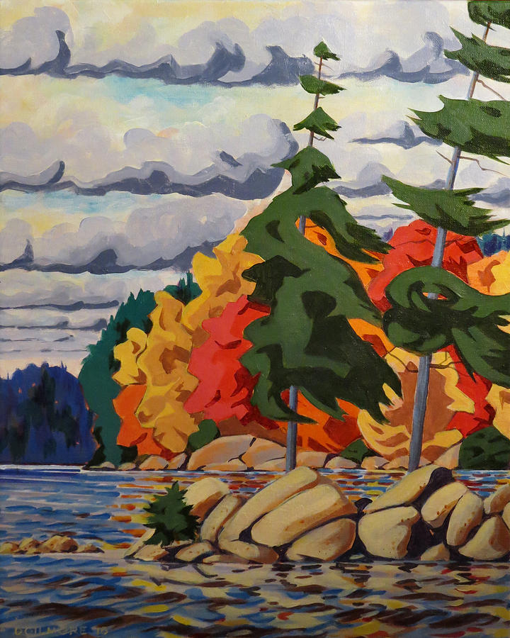 Snake Island in Fall-Close Painting by David Gilmore