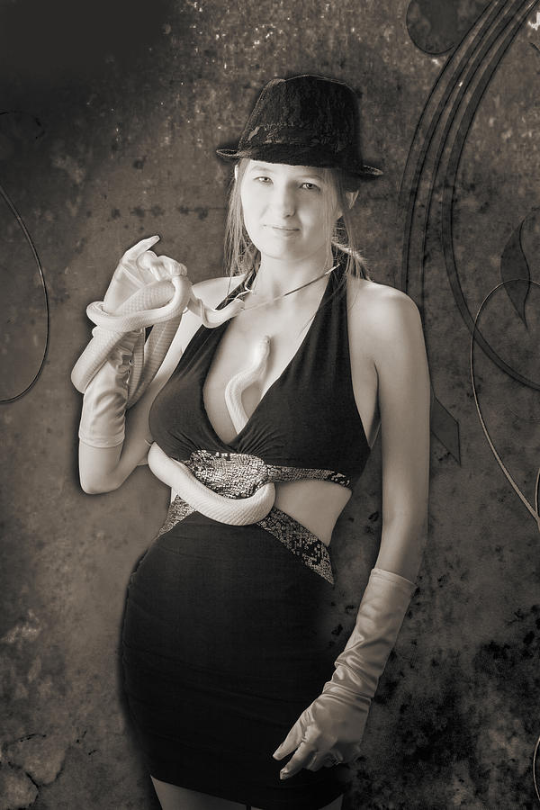 Snake Lady or Girl with Live Snake Photograph 5242.01 Photograph by M K Miller