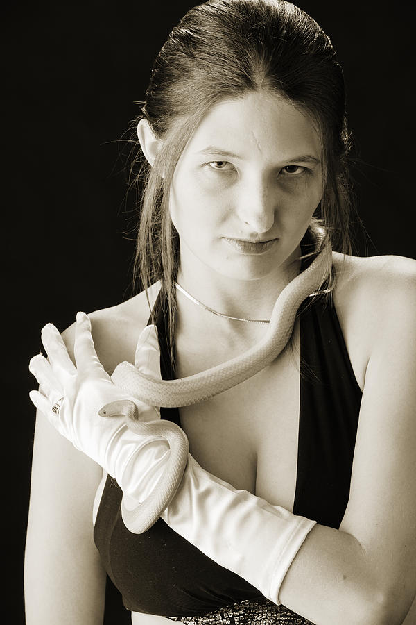 Snake Lady or Girl with Live Snake Photograph 5245.01 Photograph by M K Miller