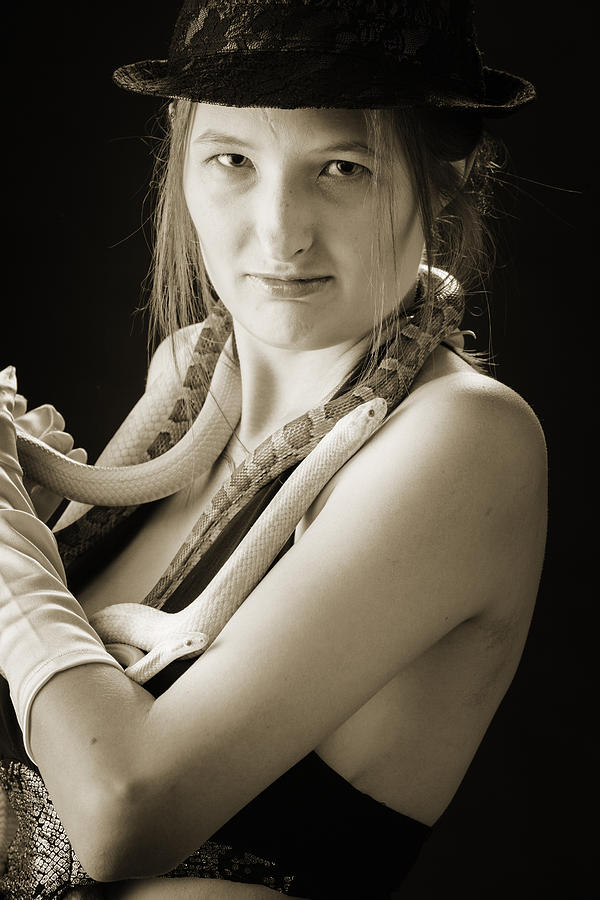 Snake Lady or Girl with Live Snake Photograph 5246.01 Photograph by M K Miller