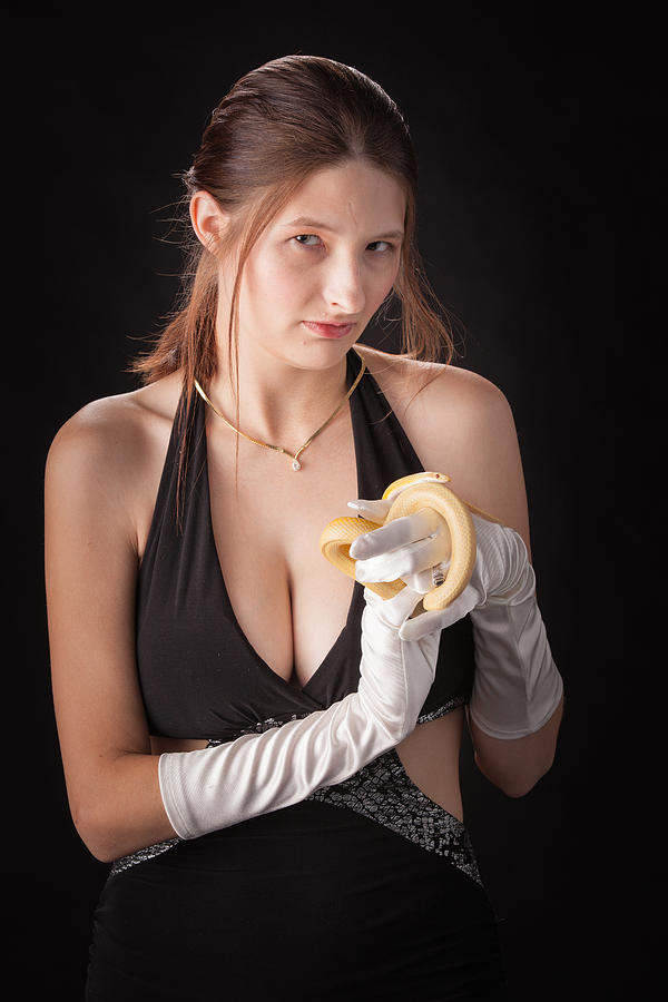 Mac Miller Photograph - Snake Lady or Girl with Live Snake Photograph 5251.02 by M K Miller