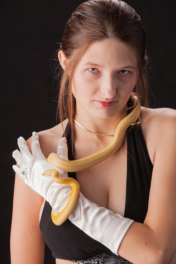 Snake Lady or Girl with Live Snake Photograph 5253.02 Photograph by M K Miller