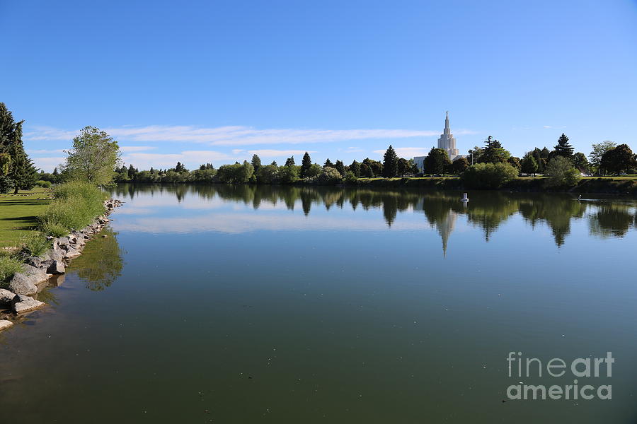 Snake River in Idaho Falls with LDS Temple Photograph by Carol Groenen