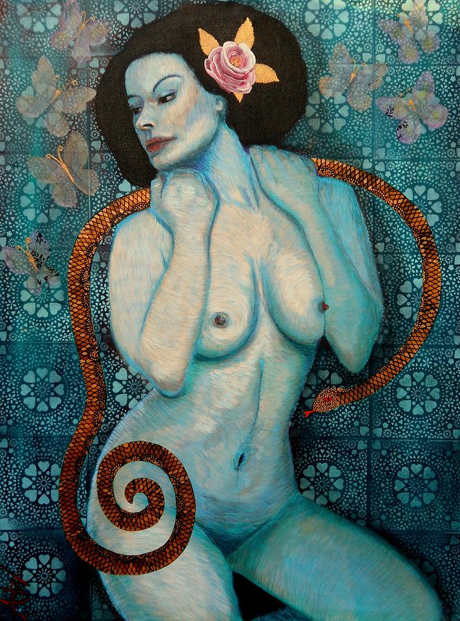 Snakes and butterflys  Painting by Angie Wright