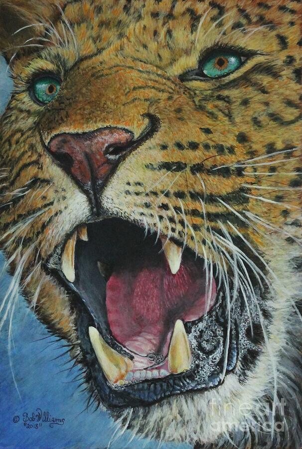 Snarl...Amur Leopard Painting by Bob Williams