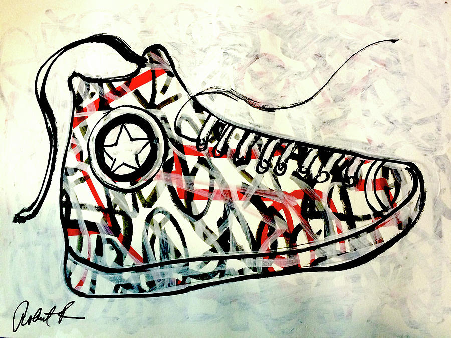 Sneaker Hi Top Shoe POP ART Painting by Robert R Splashy Art Abstract Paintings