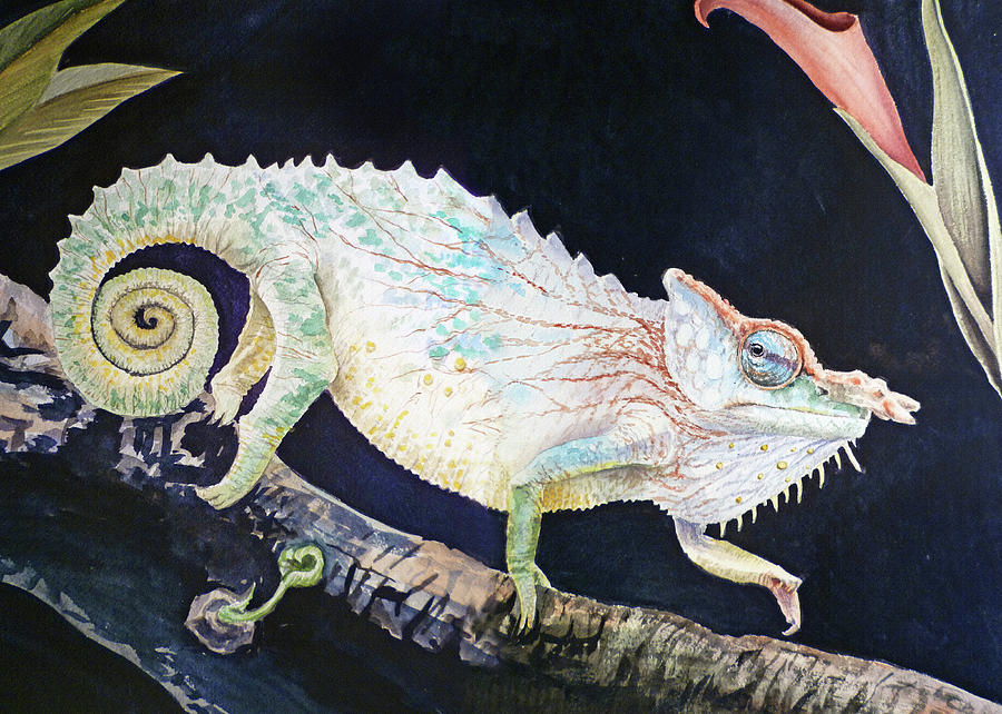 Sneaky Chameleon  Painting by Irina Sztukowski