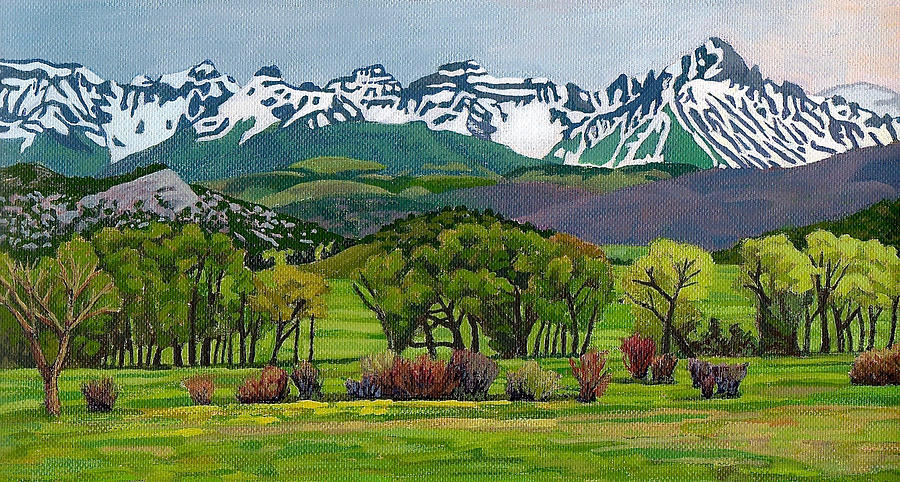 Sneffels Range Spring Acrylic Painting by Dan Miller