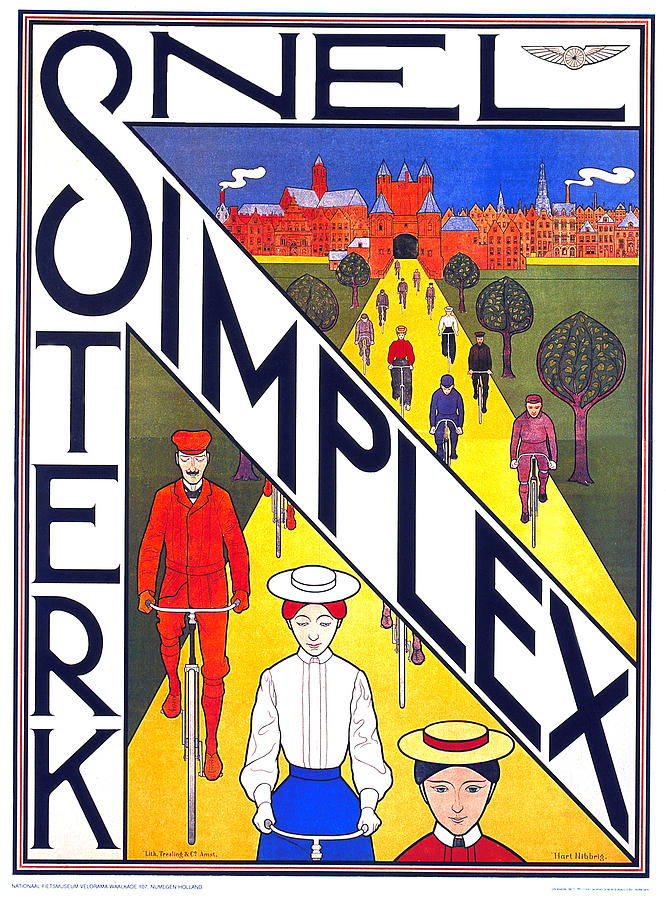 Vintage Mixed Media - Snel Simplex - Bicycle - Vintage Advertising Poster by Studio Grafiikka