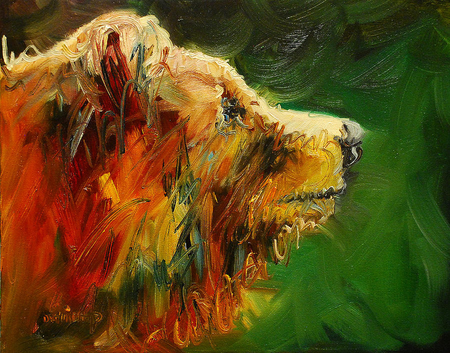 Sniffing For Food Bear Painting by Diane Whitehead
