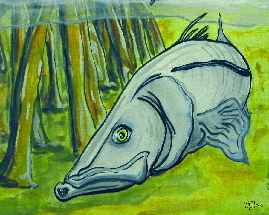 Dolphin Painting - Snook Fish by W Gilroy