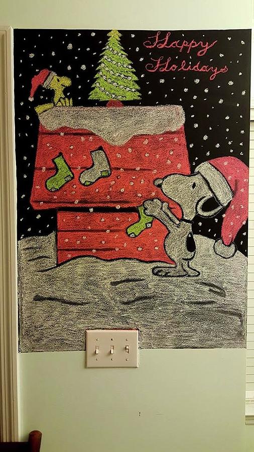 Chalk Drawing - Snoopy by Christopher Kyle