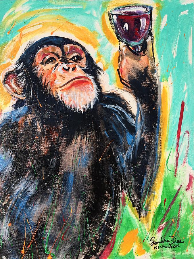 Wine Painting - Snooty Monkey by Sandra Dee