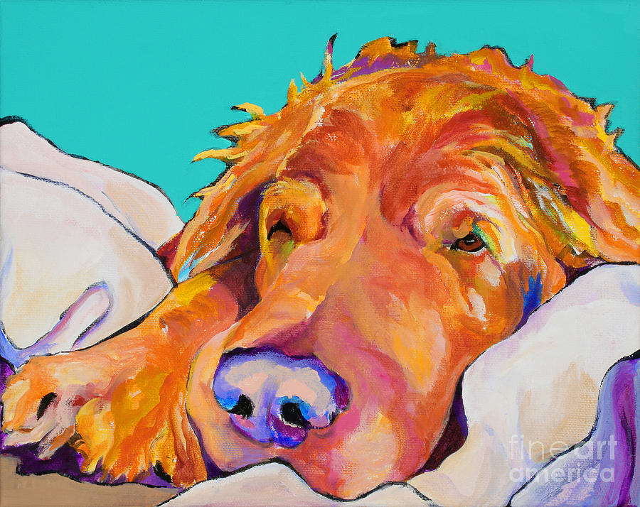 Sleeping Dog Painting - Snoozer King by Pat Saunders-White Sleeping Dog Painting - Snoozer King by Pat Saunders-White
