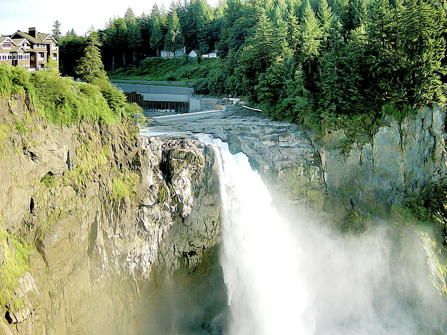Nature Photograph - Snoqualmie Falls and Salish Lodge by Linda Carruth