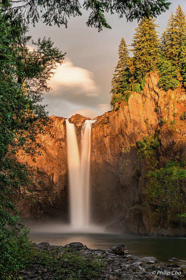 Snoqualmie falls at sunset Photograph by Philip Cho